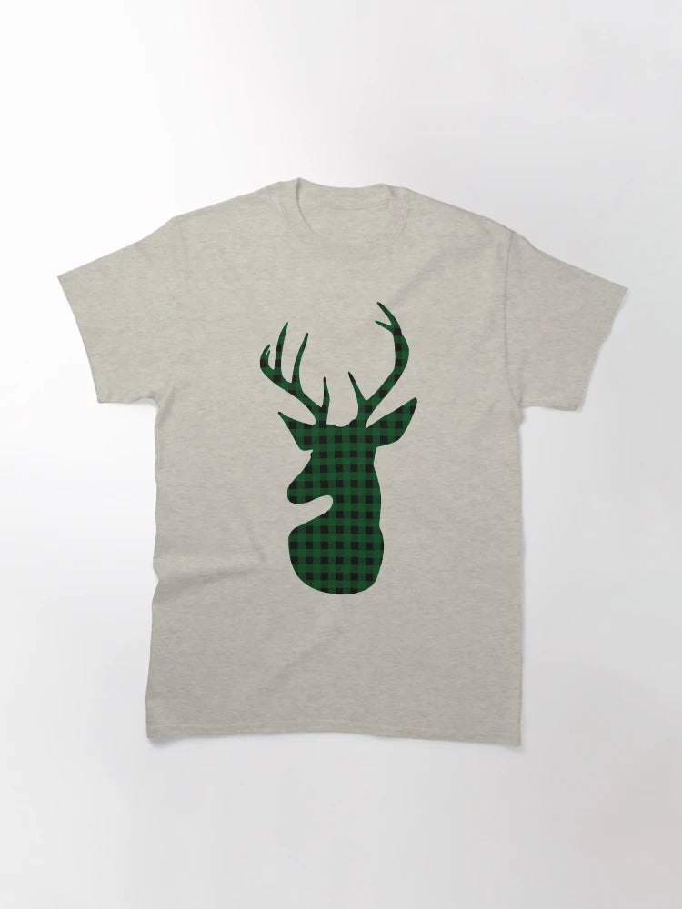 Elegant Green Plaid Deer Design