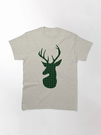 Elegant Green Plaid Deer Design
