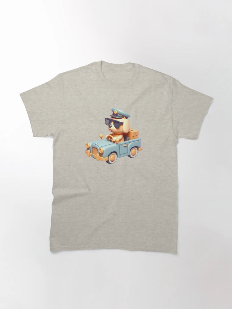 3D Dog with Sunglass Riding a Car, Cute Dog Riding a Car, Adorable Kawaii Dog Riding a Car