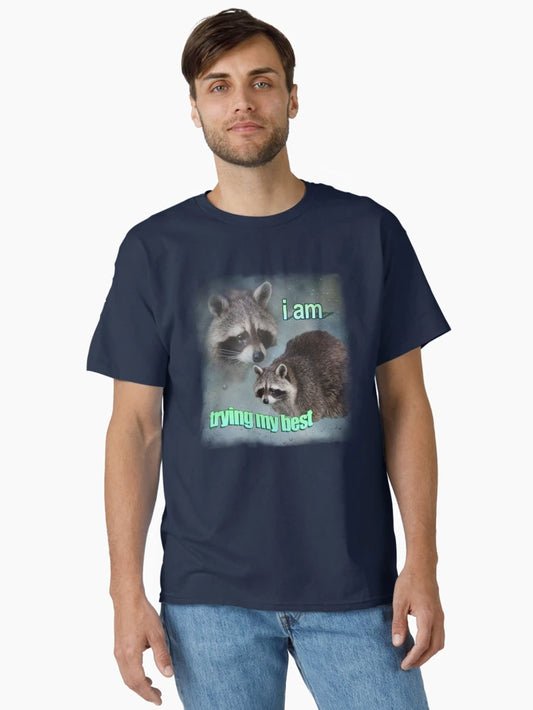 I am trying my best raccoon word art meme