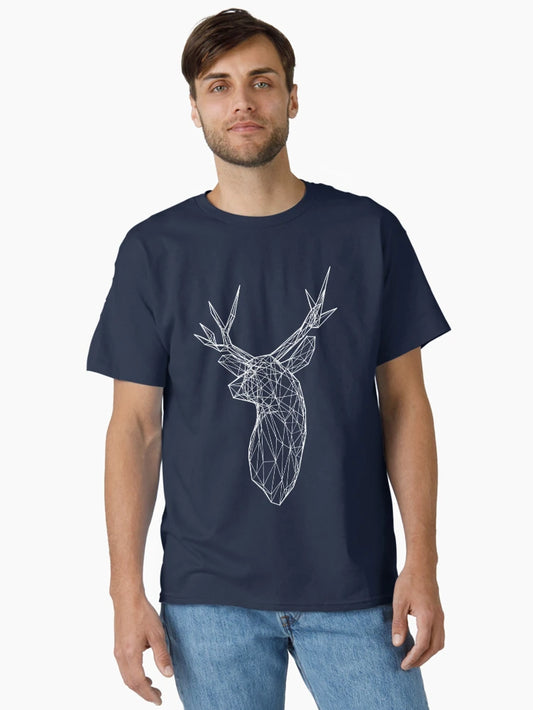 3D White Line Stag Deer Polygon Head