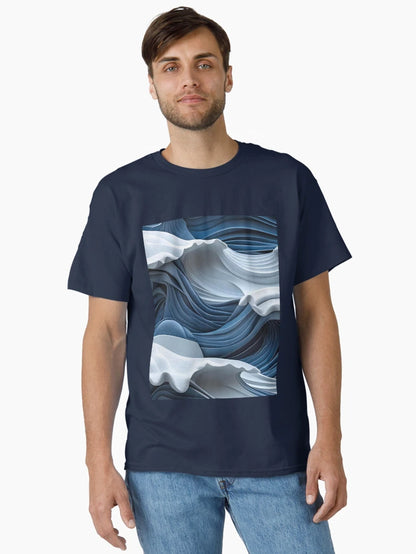 Elegant Blue and Grey Textured Fractal Wave Design