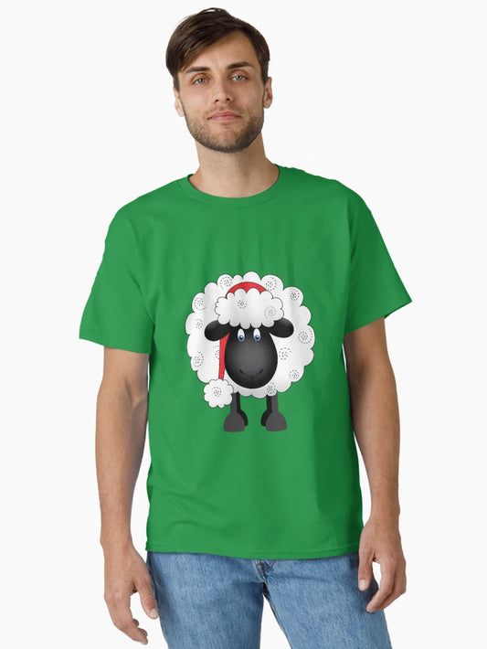 Festive Christmas Shelby Sheep Green Background