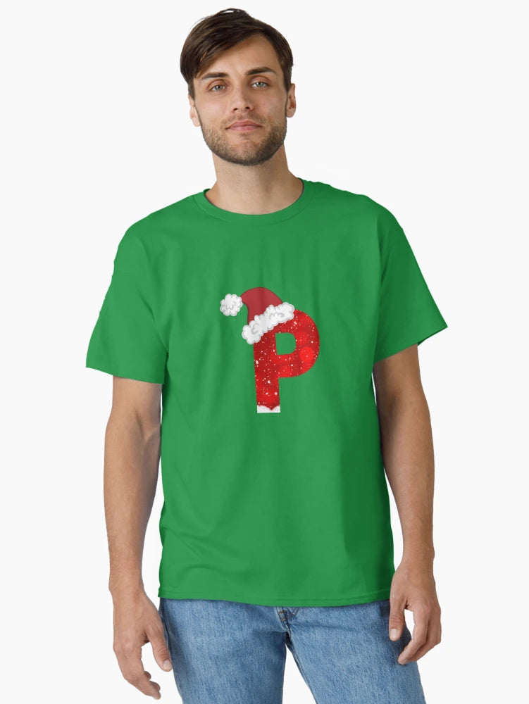 nowy Letter P with Santa Hat