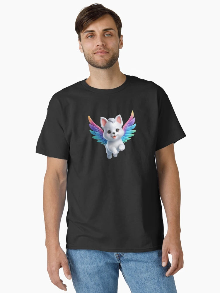 3D Cute Cat with Colorful Wings, Kawaii Cat with Wings, Adorable Cute Cat