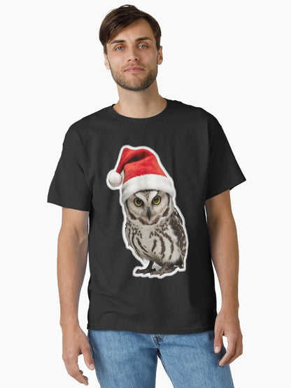 Adorable Owl Wearing a Santa Hat