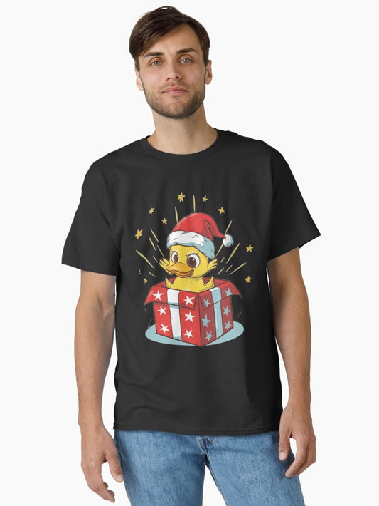 Duck with santa hat christmas gift suprise