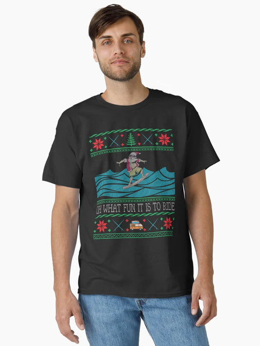 Funny Christmas Surfing Santa Hawaiian Ugly Christmas