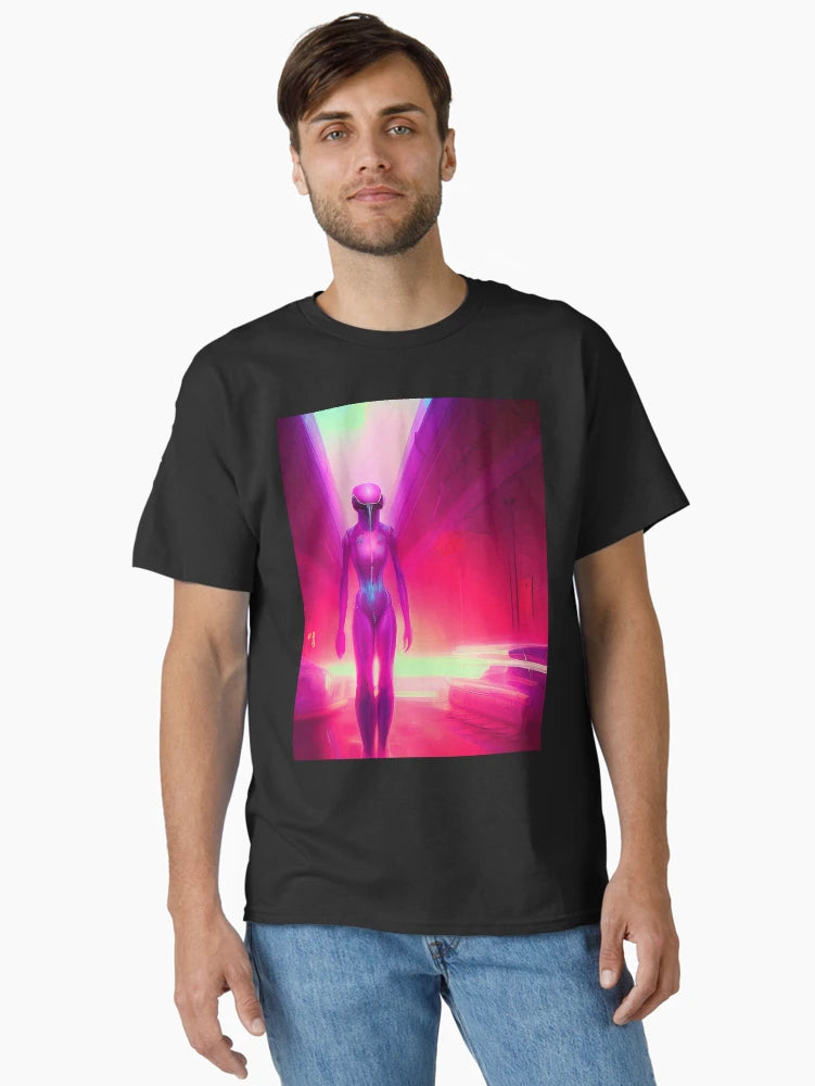 Alien 3D art. Fantasy neon style space