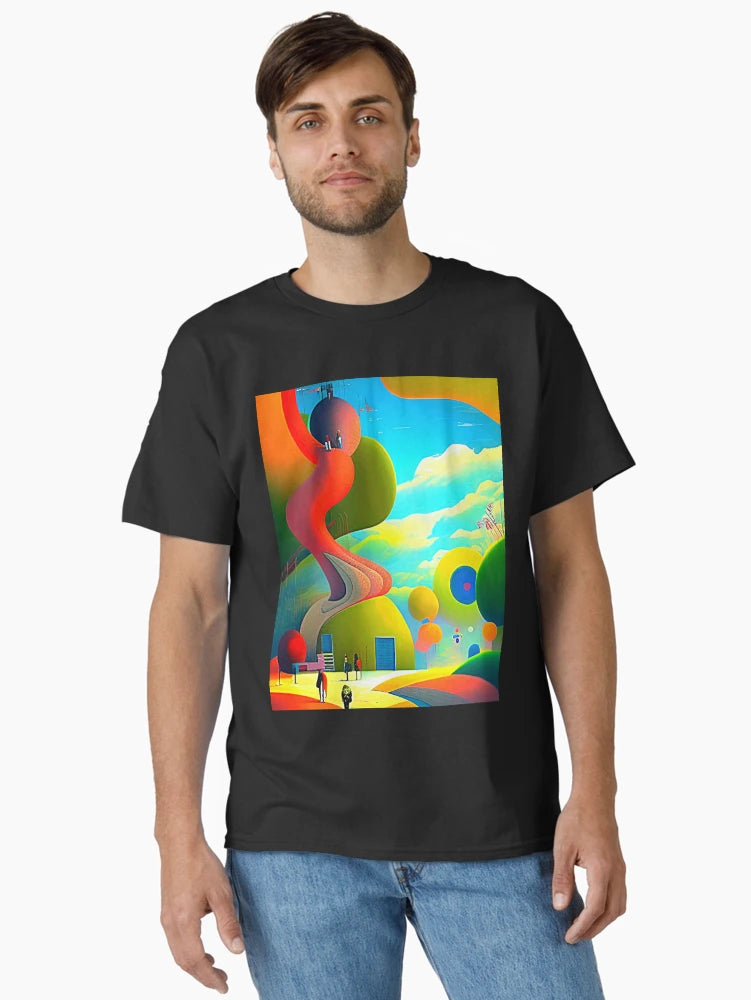 Abstract 3D art. Colorful magical landscape
