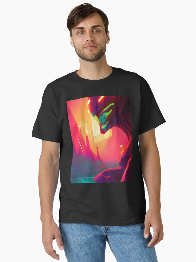 Alien 3D neon space synthwave art