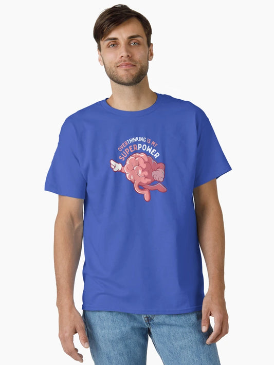 Overthinking Is My Superpower: Funny Pink Brain Soaring Through Thoughts