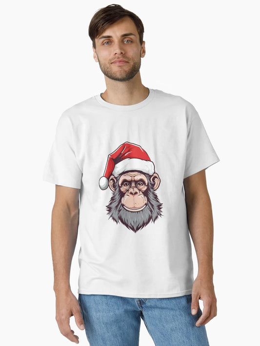 Adorable Monkey Head in Christmas Hat