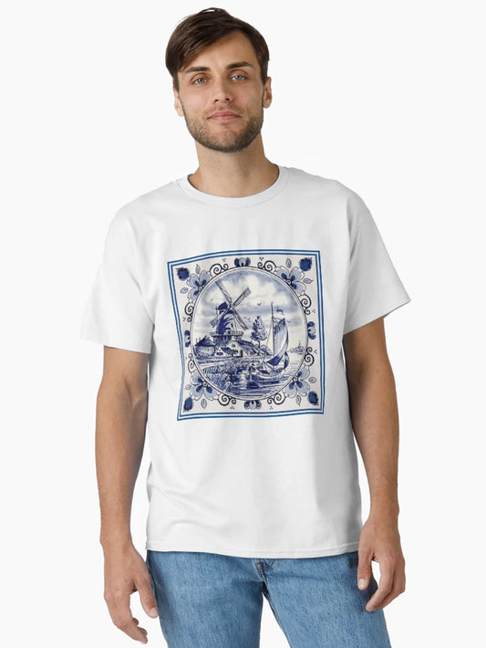 DUTCH BLUE DELFT: Vintage Windmill Print