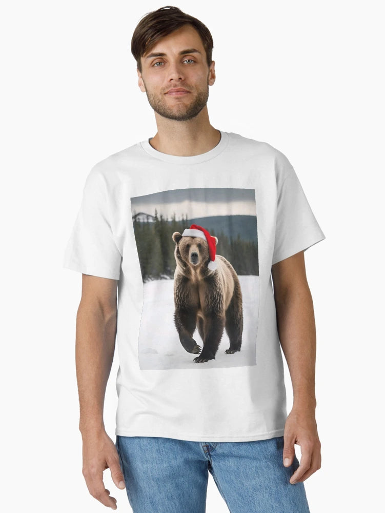 Grizzly bear with santa hat