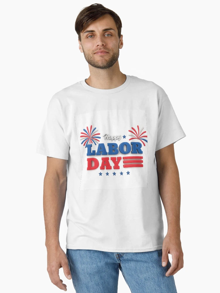 3D Happy Labor Day Design with Fireworks