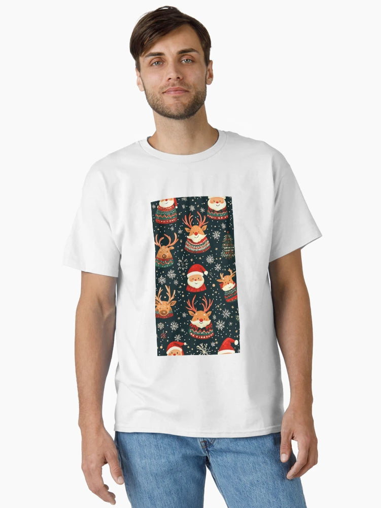 Festive Christmas Pattern with Santa and Reindeer