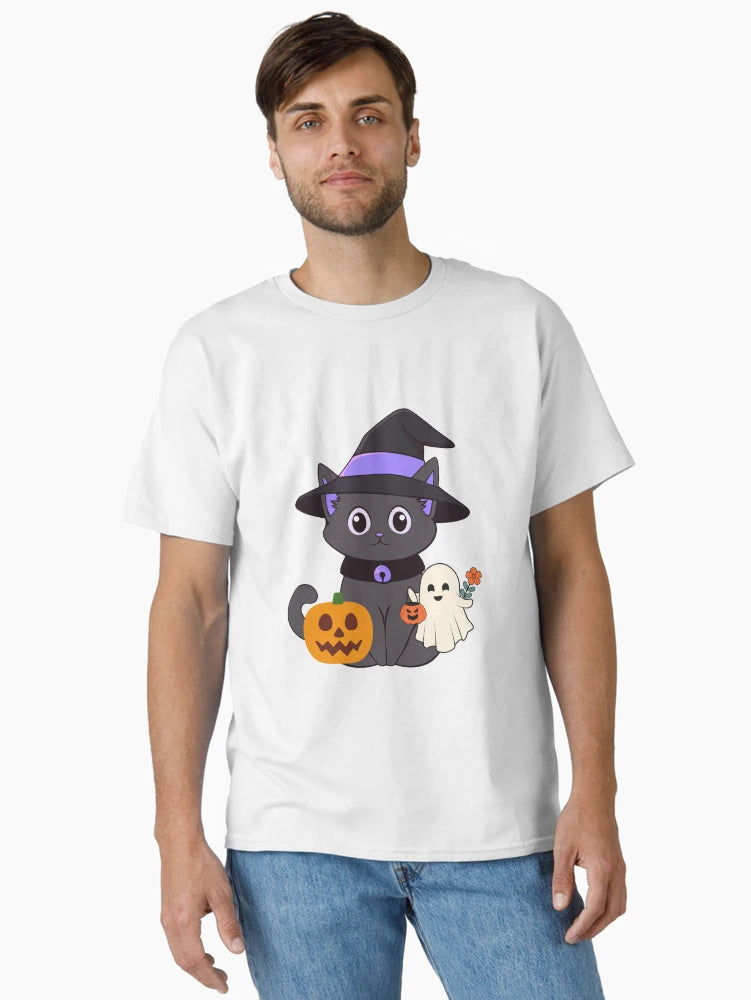 Adorable Halloween Cat with Pumpkin and Ghost – Sweet & Spooky Fun