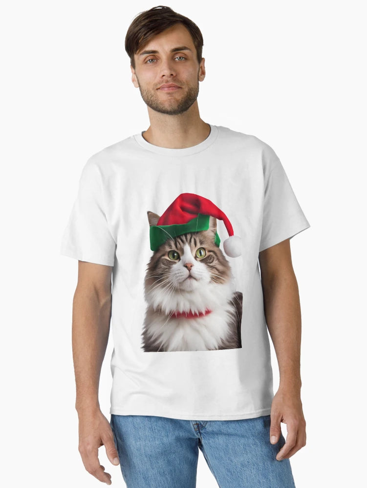 A cat wearing a Christmas costume
