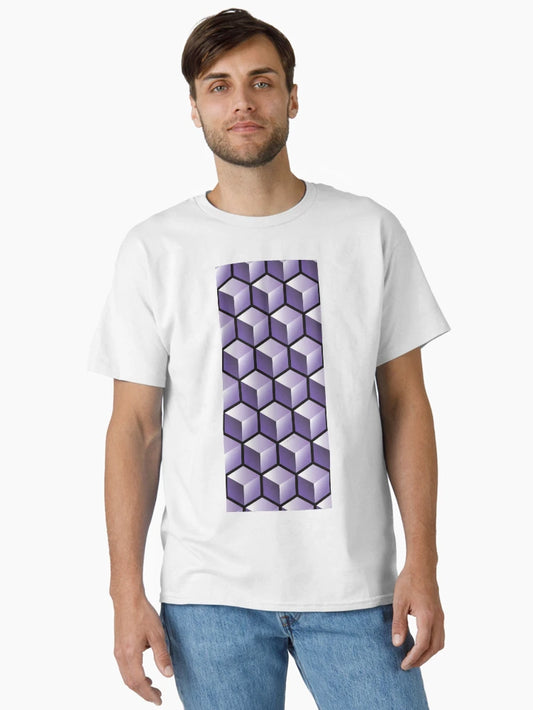 3D PURPLE CUBE GEOMETRIC PATTERN on Black Background (v1PURPLE on BLACK) ©
