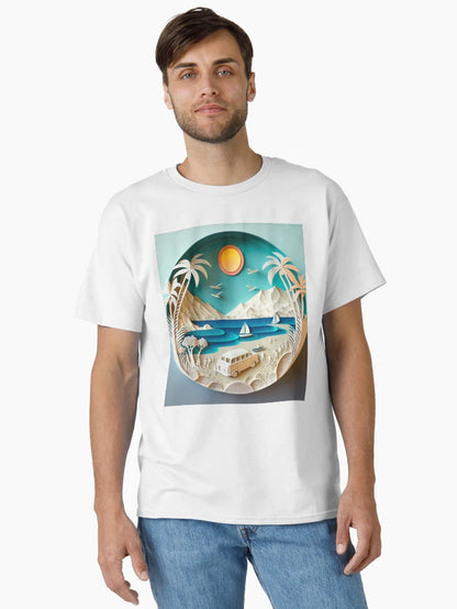 3D Effect Papercut Art - Beach Scene