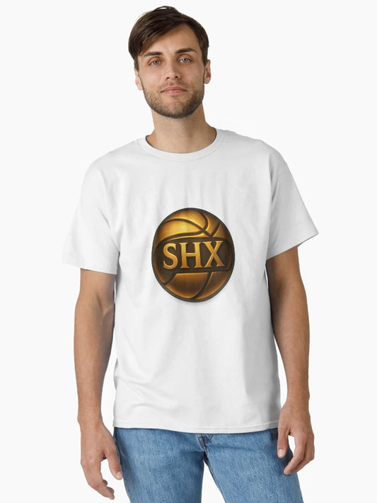 Golden Basketball SHX Logo | Glowing Emblem Design