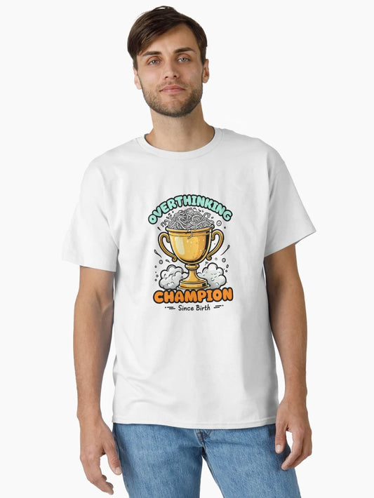 Overthinking Champion Trophy – Funny Mental Health Humor Design
