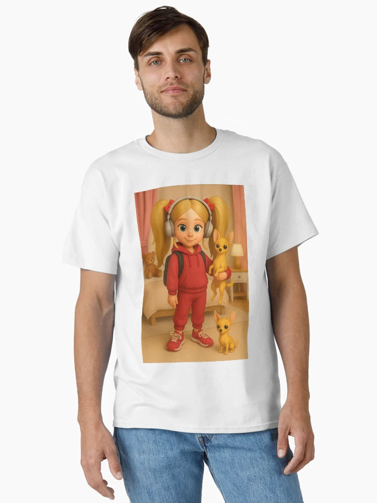 3D girl and her puppies