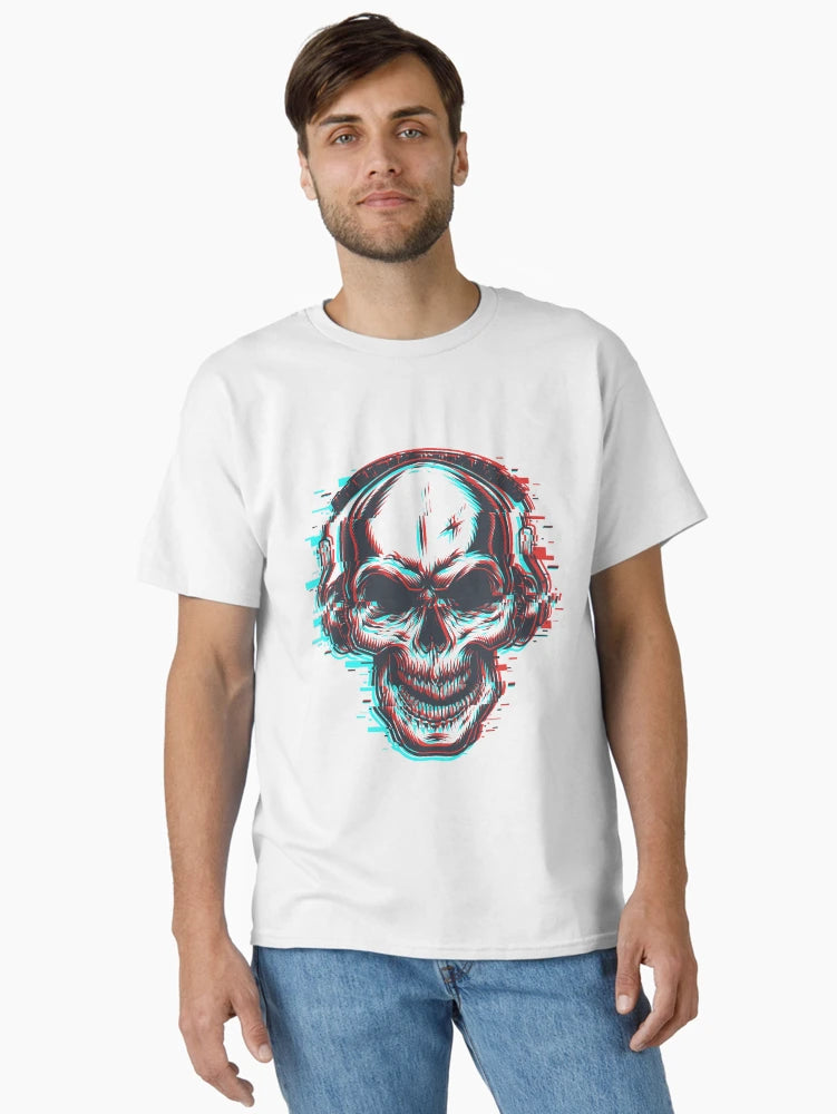3D Skull with Headphones | Red Blue 3D Effect