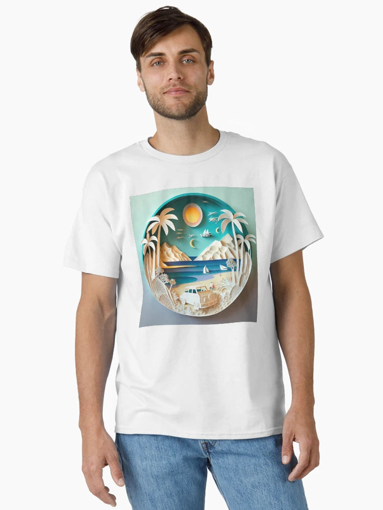 3D Effect Papercut Art - Beach Scene