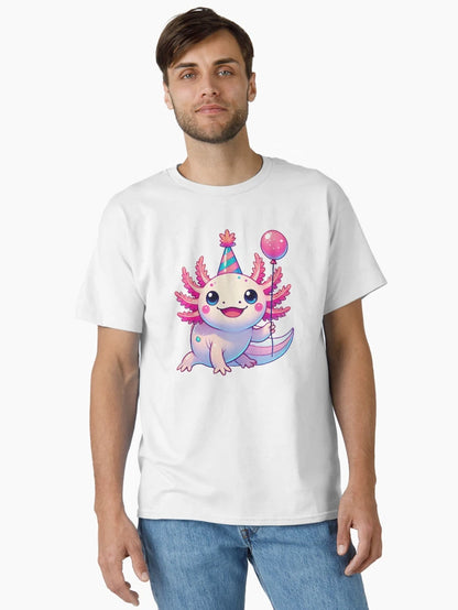 Adorable Party Axolotl Illustration with Birthday Balloon