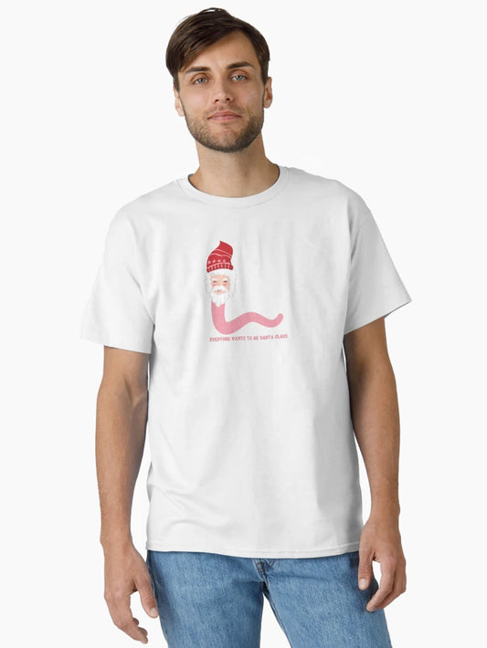Everyone wants to be Santa Claus. Even small worm.