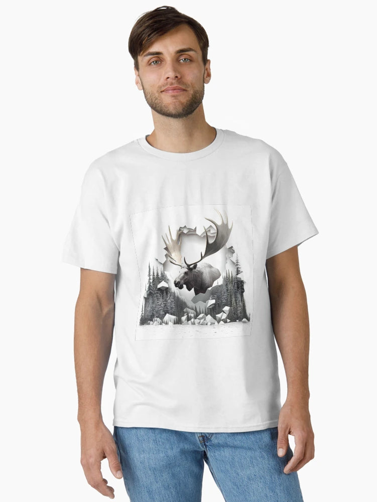 3D Moose in a Forest Wall Hole