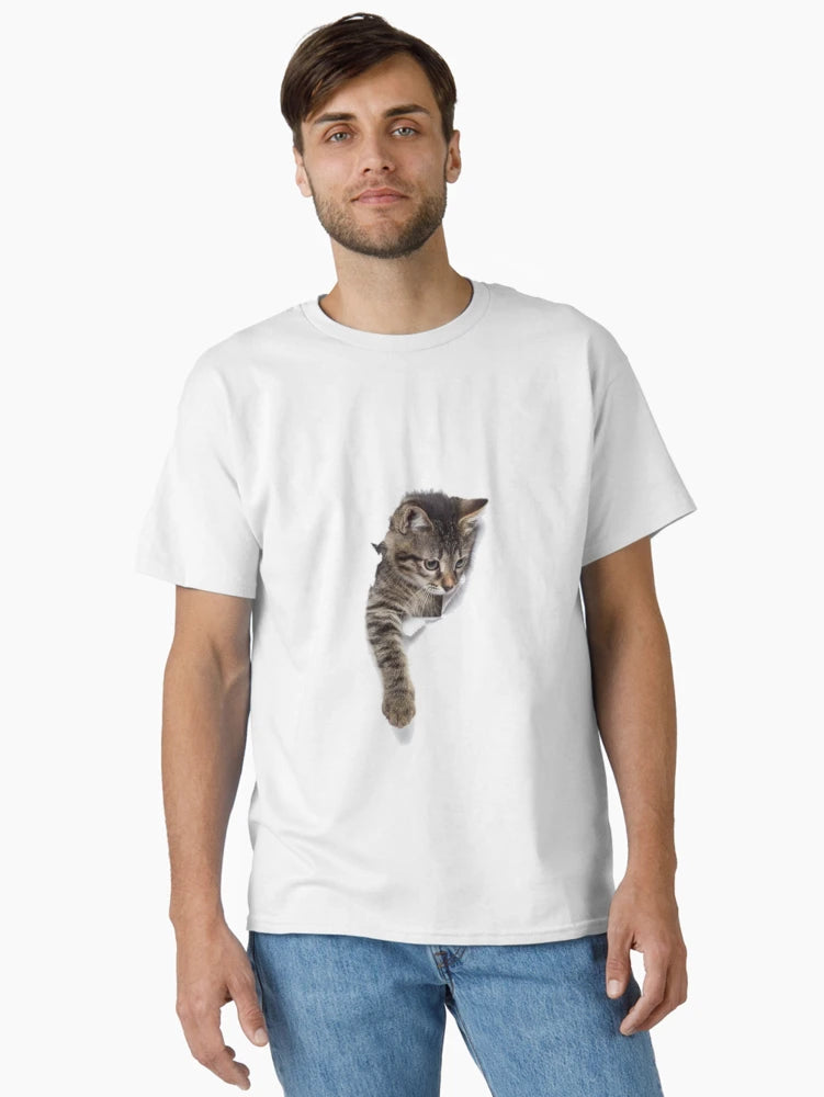 3d cat print t-shirt