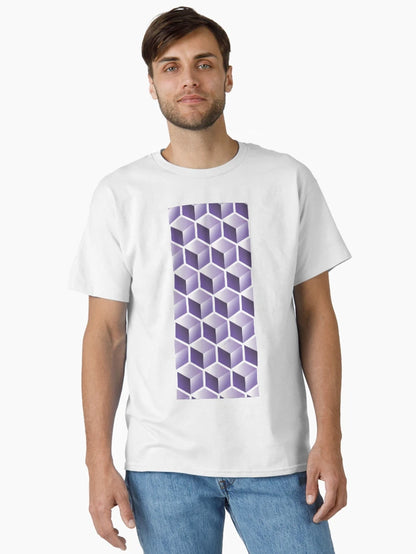 3D PURPLE CUBE GEOMETRIC PATTERN on White Background (v1PURPLE on WHITE) ©