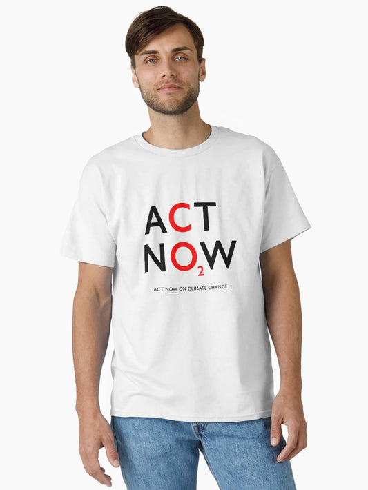 ACT NOW ON CO2: The Original (Black & Red Gill Sans Text) on White