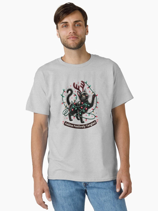 Feline Festively Tangled, cute black Christmas Cat