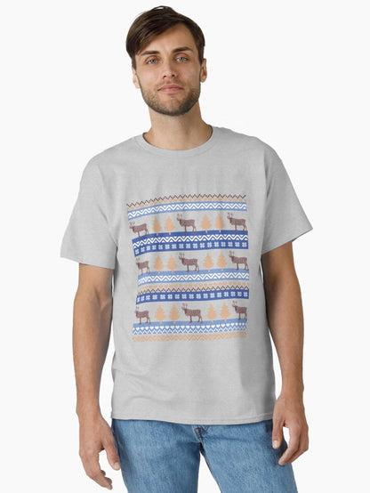 Fair Isle Classic Patchwork Reindeer Ugly Christmas Sweater Print 1