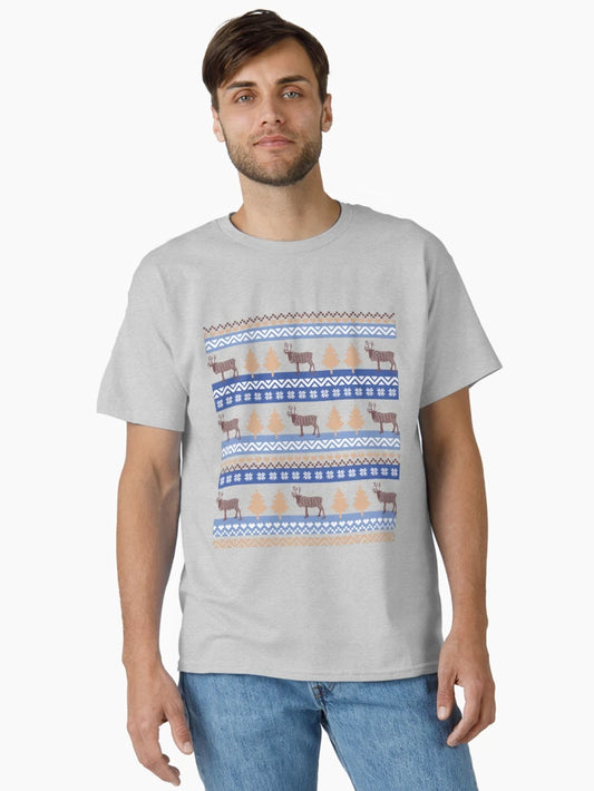 Fair Isle Classic Patchwork Reindeer Ugly Christmas Sweater Print 1