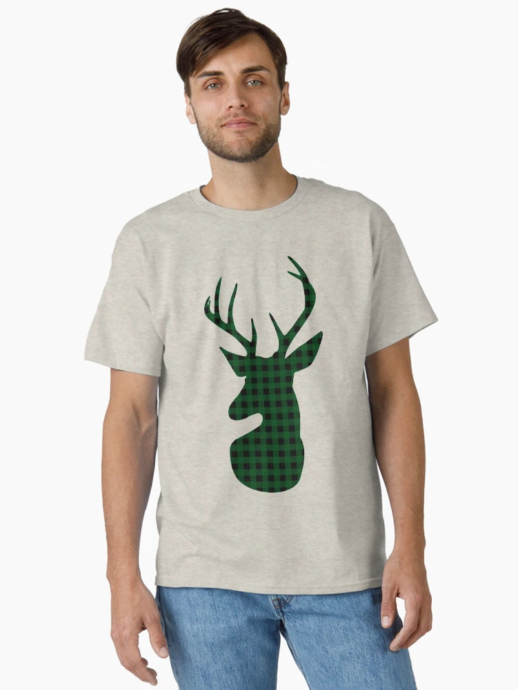 Elegant Green Plaid Deer Design