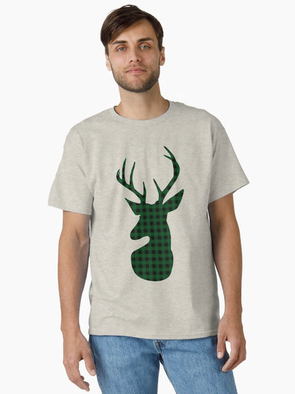 Elegant Green Plaid Deer Design
