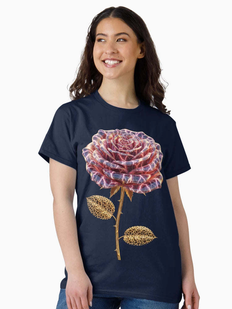 Electric Marble Rose with Leopard Leaves