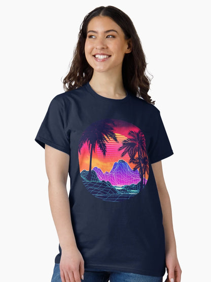 80s Vaprwave rocks and palm trees design