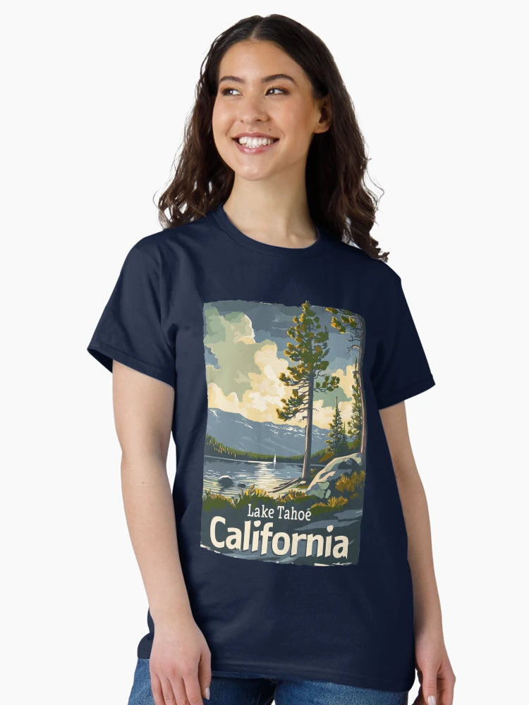 A Vintage Travel Illustration of Lake Tahoe - California