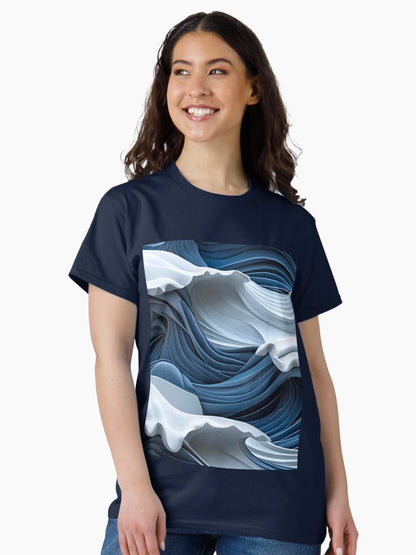 Elegant Blue and Grey Textured Fractal Wave Design