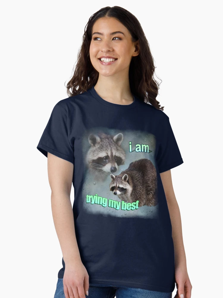 I am trying my best raccoon word art meme