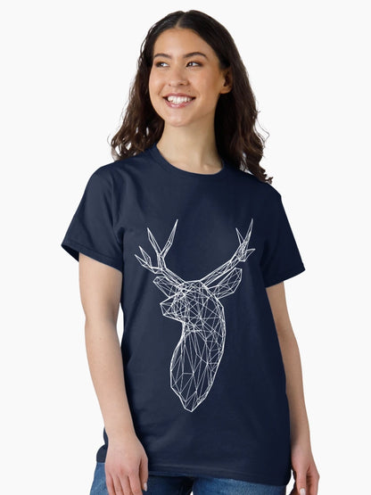 3D White Line Stag Deer Polygon Head