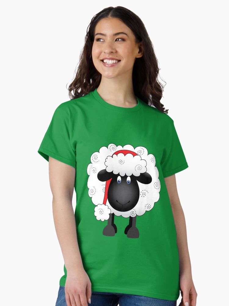 Festive Christmas Shelby Sheep Green Background