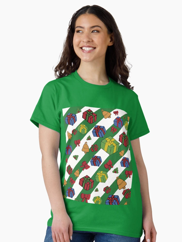 Festive Christmas Pattern - Gifts - green stripes