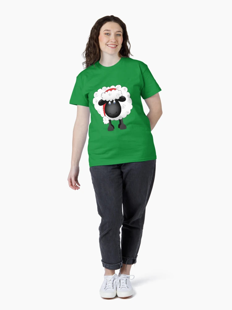 Festive Christmas Shelby Sheep Green Background